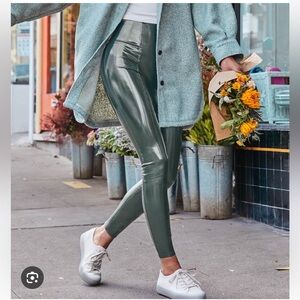SPANX Glossy Deep Green Leggings